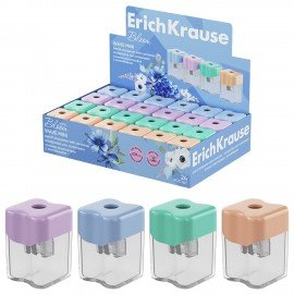Точилка ERICH KRAUSE Wave Mini Pastel Bloom с контейнером, пластиковая, корпус ассорт, 60044
