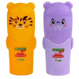 Ручка-корректор 7 мл, ВЫГОДНАЯ УПАКОВКА, КОМПЛЕКТ 2 штуки, BRAUBERG KIDS "ЗВЕРЯТА", металлический наконечник, 274230