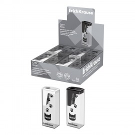 Точилка ERICH KRAUSE City Meow, с контейнером, пластиковая, корпус ассорти, 61543