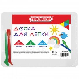 Доска для лепки А4, 280х200 мм, ПИФАГОР, белая, 2 стека, 274254