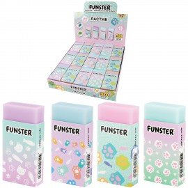 Ластик кросс-серия КОШАЧЬИ ЛАПКИ, 50х24х10 мм, прямоугольный, картонный держатель, ассорти, ЭКО ПВХ, FUNSTER, 274285
