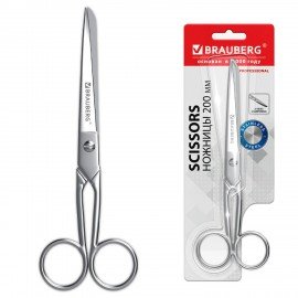Ножницы цельнометаллические BRAUBERG "Professional", 200 мм, классической формы, 274303