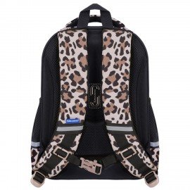 Ранец BRAUBERG STABLE, 2 отделения, с брелком, "Curious leopard", 36х28х16 см, 274387