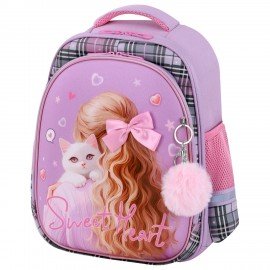 Ранец BRAUBERG STABLE, 2 отделения, с брелком, "Trendy girl", нашивка, 36х28х16 см, 274388