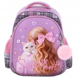 Ранец BRAUBERG STABLE, 2 отделения, с брелком, "Trendy girl", нашивка, 36х28х16 см, 274388