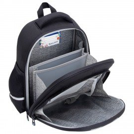 Ранец BRAUBERG STABLE, 2 отделения, с брелком, "Smoky car", LED-ЛАМПОЧКИ, 36х28х16 см, 274389