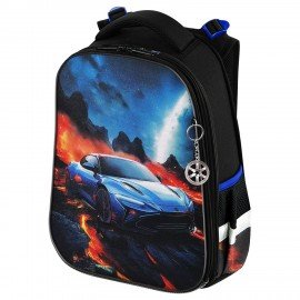 Ранец BRAUBERG PREMIUM, 2 отделения, с брелком, "Risky ride", 3D-панель, 38х29х16 см, 274394