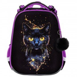 Ранец BRAUBERG ORIGINAL, 2 отделения, с брелком, "Galactic cat", 38х29х16 см, 274403