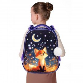 Ранец BRAUBERG ORIGINAL, 2 отделения, с брелком, "Dreaming fox", 38х29х16 см, 274404