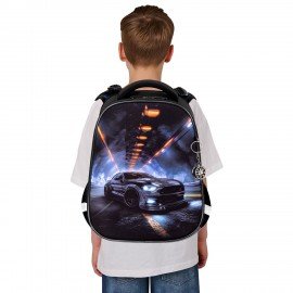 Ранец BRAUBERG ORIGINAL, 2 отделения, с брелком, "Tunnel car", 38х29х16 см, 274406