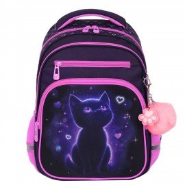 Рюкзак BRAUBERG PROFI, 2 отделения, с брелком, "Lonely cat", 36х27х19 см, 274415