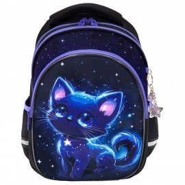 Рюкзак BRAUBERG OPTIMA, 2 отделения, с брелком, "Glowing kitten", 36х27х18 см, 274417