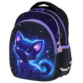 Рюкзак BRAUBERG OPTIMA, 2 отделения, с брелком, "Glowing kitten", 36х27х18 см, 274417
