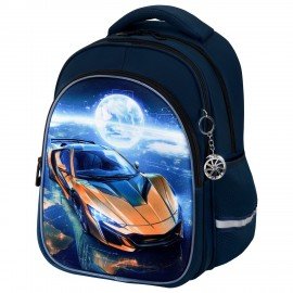 Рюкзак BRAUBERG OPTIMA, 2 отделения, с брелком, "Galactic car", 3D-панель, 36х27х18 см, 274418