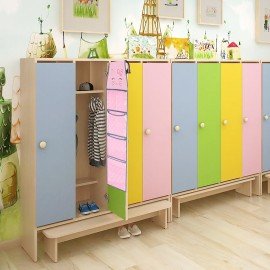Кармашки-органайзер в шкафчик для детского сада BRAUBERG KIDS, крепление на липучке, наклейки-подсказки, 24х88 см, "Pink cat", 274465