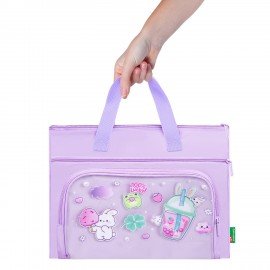 Папка на молнии с ручками BRAUBERG KIDS, ПВХ карман на молнии, "Pink drink", 274474