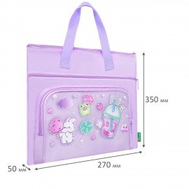 Папка на молнии с ручками BRAUBERG KIDS, ПВХ карман на молнии, "Pink drink", 274474