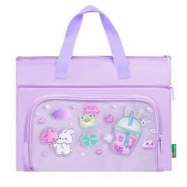 Папка на молнии с ручками BRAUBERG KIDS, ПВХ карман на молнии, "Pink drink", 274474