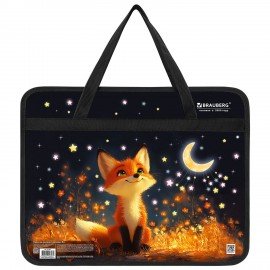 Папка на молнии с ручками BRAUBERG А4, 1 отделение, пластик, 80 мм, "Dreaming fox", 274494