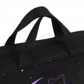 Папка на молнии с ручками BRAUBERG А4, 1 отделение, полиэстер, 80 мм, "Night moon cat", 274502