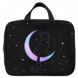 Папка на молнии с ручками BRAUBERG А4, 1 отделение, полиэстер, 80 мм, "Night moon cat", 274502