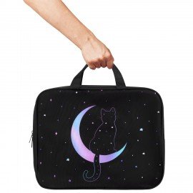 Папка на молнии с ручками BRAUBERG А4, 1 отделение, полиэстер, 80 мм, "Night moon cat", 274502