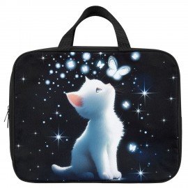 Папка на молнии с ручками BRAUBERG А4, 1 отделение, полиэстер, 80 мм, "White kitten", 274503