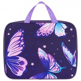 Папка на молнии с ручками BRAUBERG А4, 1 отделение, полиэстер, 80 мм, "Shining butterflies", 274504