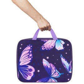 Папка на молнии с ручками BRAUBERG А4, 1 отделение, полиэстер, 80 мм, "Shining butterflies", 274504
