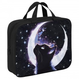 Папка на молнии с ручками BRAUBERG KIDS А4, 1 отделение, полиэстер, 80 мм, "Moon cat", 274513