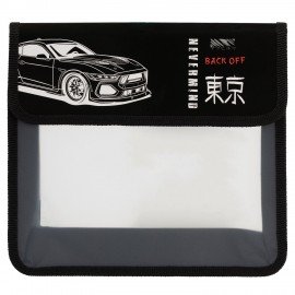 Папка для тетрадей ЮНЛАНДИЯ А5, пластик, 2 отделения, клапан на липучке, "Japanese car", 274521