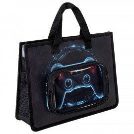 Папка на молнии с ручками BRAUBERG KIDS А4, 1 отделение, доп.карманы, пластик, "Bright gamepad", 274528