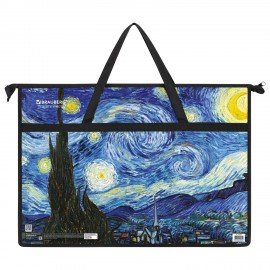 Папка для рисунков и чертежей с ручками BRAUBERG А3, пластик, молния сверху, "Van Gogh", 274540