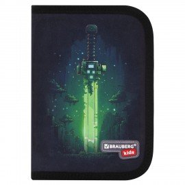 Пенал BRAUBERG KIDS, 1 отделение, 2 откидные планки, 21х14 см, "Neon sword", 274546