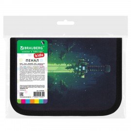 Пенал BRAUBERG KIDS, 1 отделение, 2 откидные планки, 21х14 см, "Neon sword", 274546