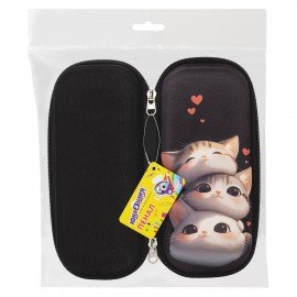 Пенал ЮНЛАНДИЯ, 1 отделение, карман, полиэстер/EVA, 22х10х5 см, "Fluffy cats", 274556