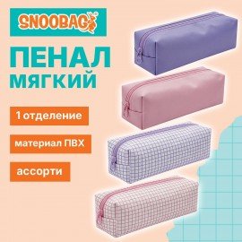 Пенал мягкий SNOOBAG, 1 отделение, ПВХ, Pastel, 21х6х5 см, Ассорти, 274568