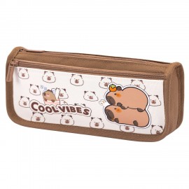 Пенал мягкий BRAUBERG KIDS, 2 отделения, полиэстер, "Capybaras", 22x10x6 см, 274582