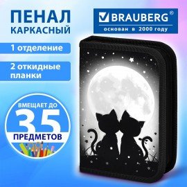 Пенал BRAUBERG, 1 отделение, 2 откидные планки, полиэстер, 21х14 см, "Dear friends", 274592