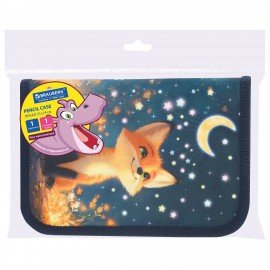 Пенал BRAUBERG, 1 отделение, 1 откидная планка, полиэстер, 21х14 см, "Dreaming fox", 274595