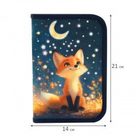 Пенал BRAUBERG, 1 отделение, 1 откидная планка, полиэстер, 21х14 см, "Dreaming fox", 274595