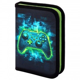 Пенал BRAUBERG, 1 отделение, 1 откидная планка, полиэстер, 21х14 см, "Neon gamepad", 274596