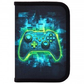 Пенал BRAUBERG, 1 отделение, 1 откидная планка, полиэстер, 21х14 см, "Neon gamepad", 274596