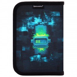 Пенал BRAUBERG, 1 отделение, 1 откидная планка, полиэстер, 21х14 см, "Neon gamepad", 274596
