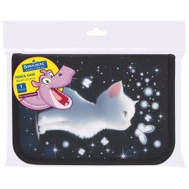 Пенал BRAUBERG, 1 отделение, полиэстер, 21х14 см, "White kitten", 274597