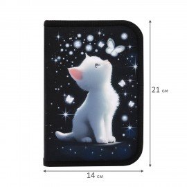 Пенал BRAUBERG, 1 отделение, полиэстер, 21х14 см, "White kitten", 274597