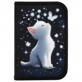 Пенал BRAUBERG, 1 отделение, полиэстер, 21х14 см, "White kitten", 274597