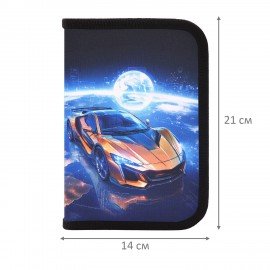 Пенал BRAUBERG, 1 отделение, полиэстер, 21х14 см, "Galactic car", 274598