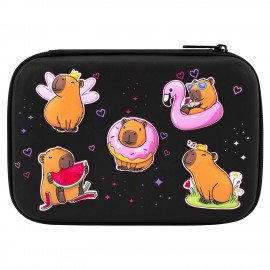 Пенал BRAUBERG KIDS большой удобный с откидной планкой, EVA, 22х15х4 см, "Chilling capybaras", 274607