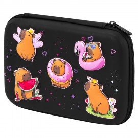 Пенал BRAUBERG KIDS большой удобный с откидной планкой, EVA, 22х15х4 см, "Chilling capybaras", 274607
